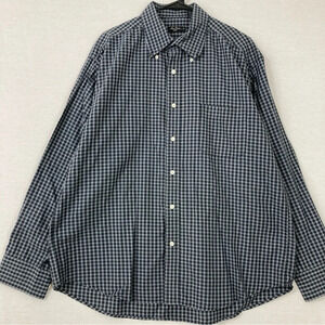 Alan‎ Flusser Golf Black Gray Plaid Long Sleeve Button Down XL